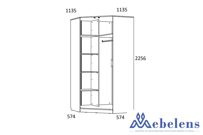 Шкаф угловой для одежды Фанк 013.04-04